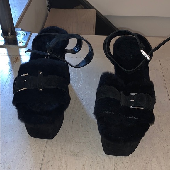 Platform shearling sandals - Picture 2 of 5